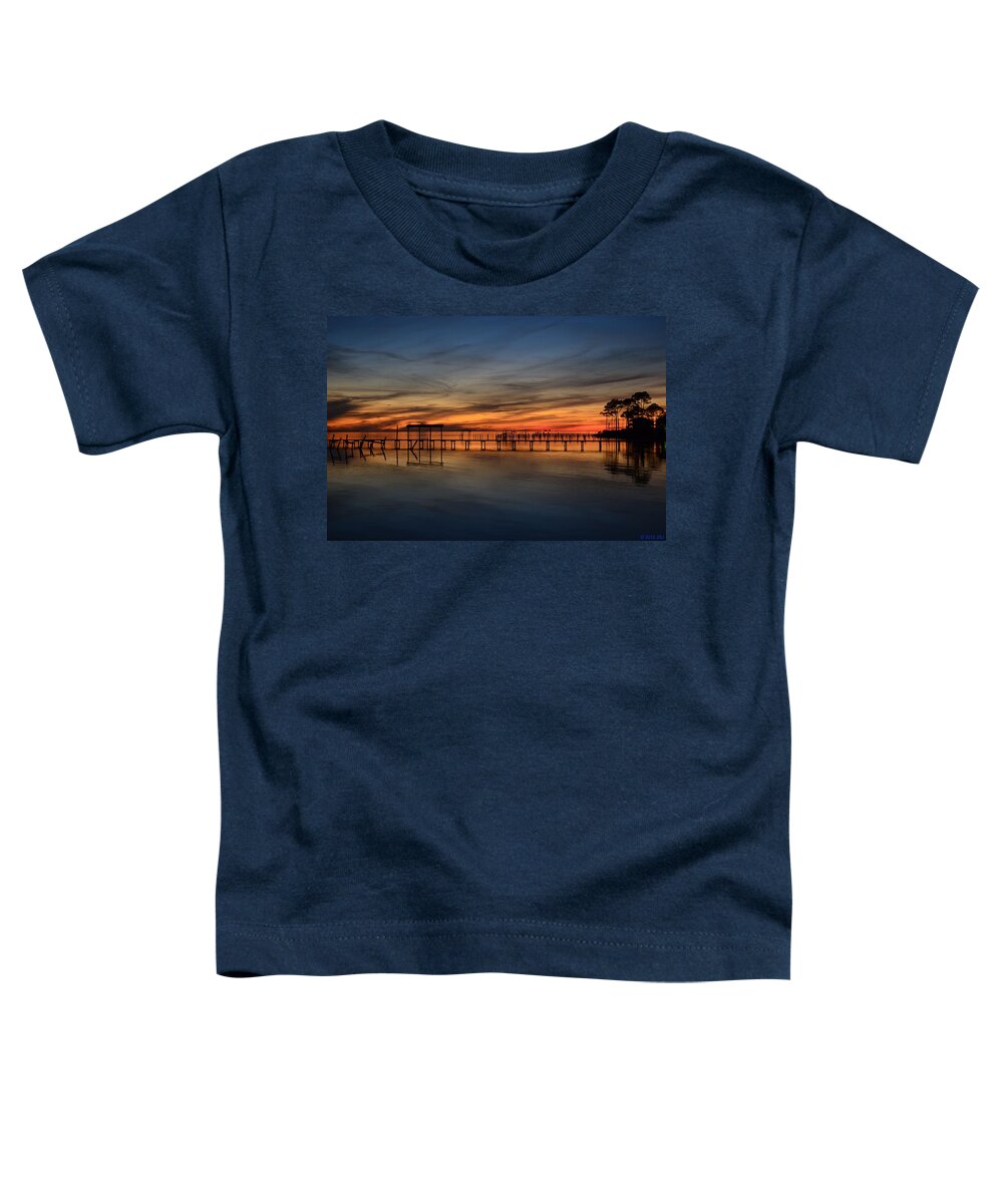 Navarre Toddler T-Shirt featuring the photograph Mirrored Sunset Colors on Santa Rosa Sound at Dusk by Jeff at JSJ Photography