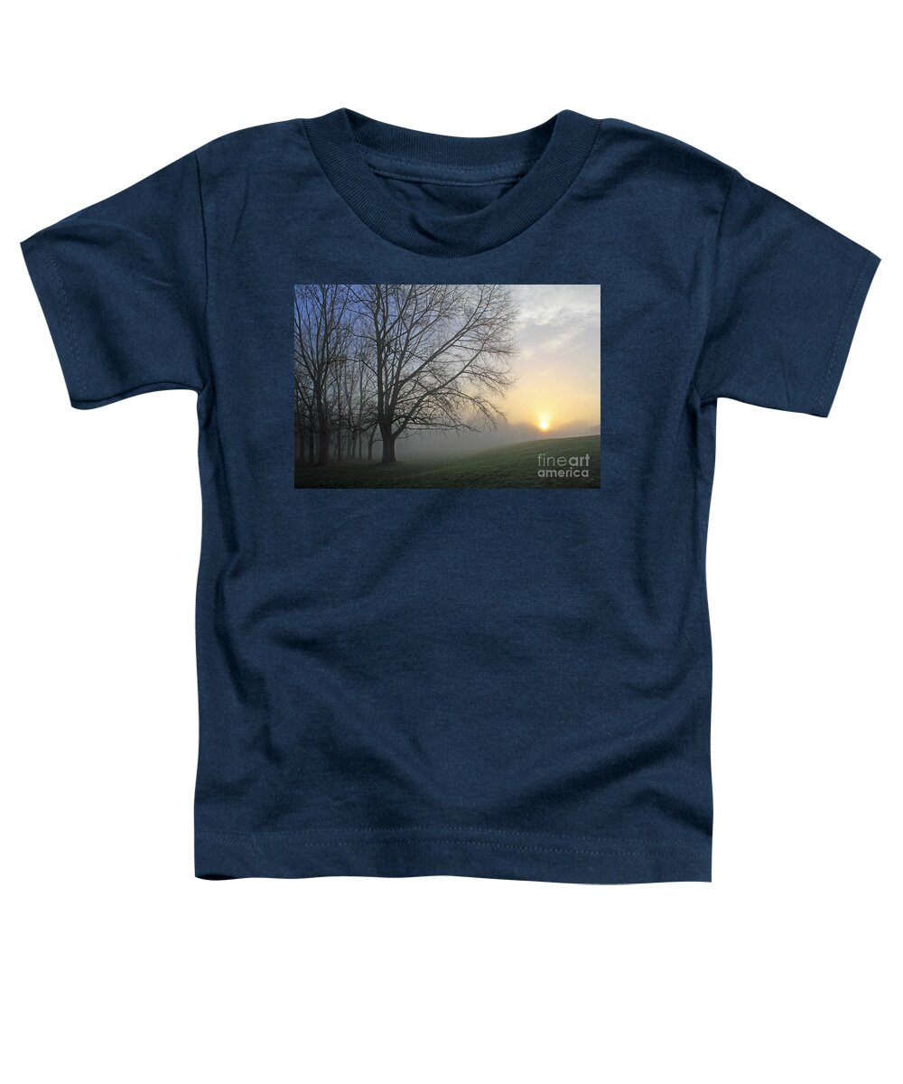 British English Countryside Landscape Toddler T-Shirt featuring the photograph Misty Dawn by Julia Gavin