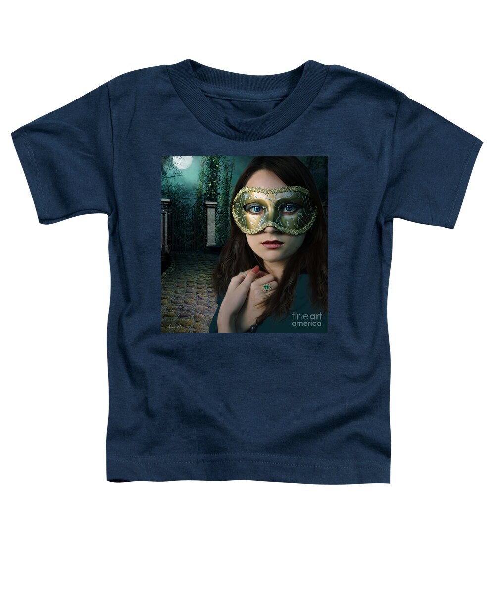  Girl Toddler T-Shirt featuring the digital art Moonlight Rendezvous by Linda Lees
