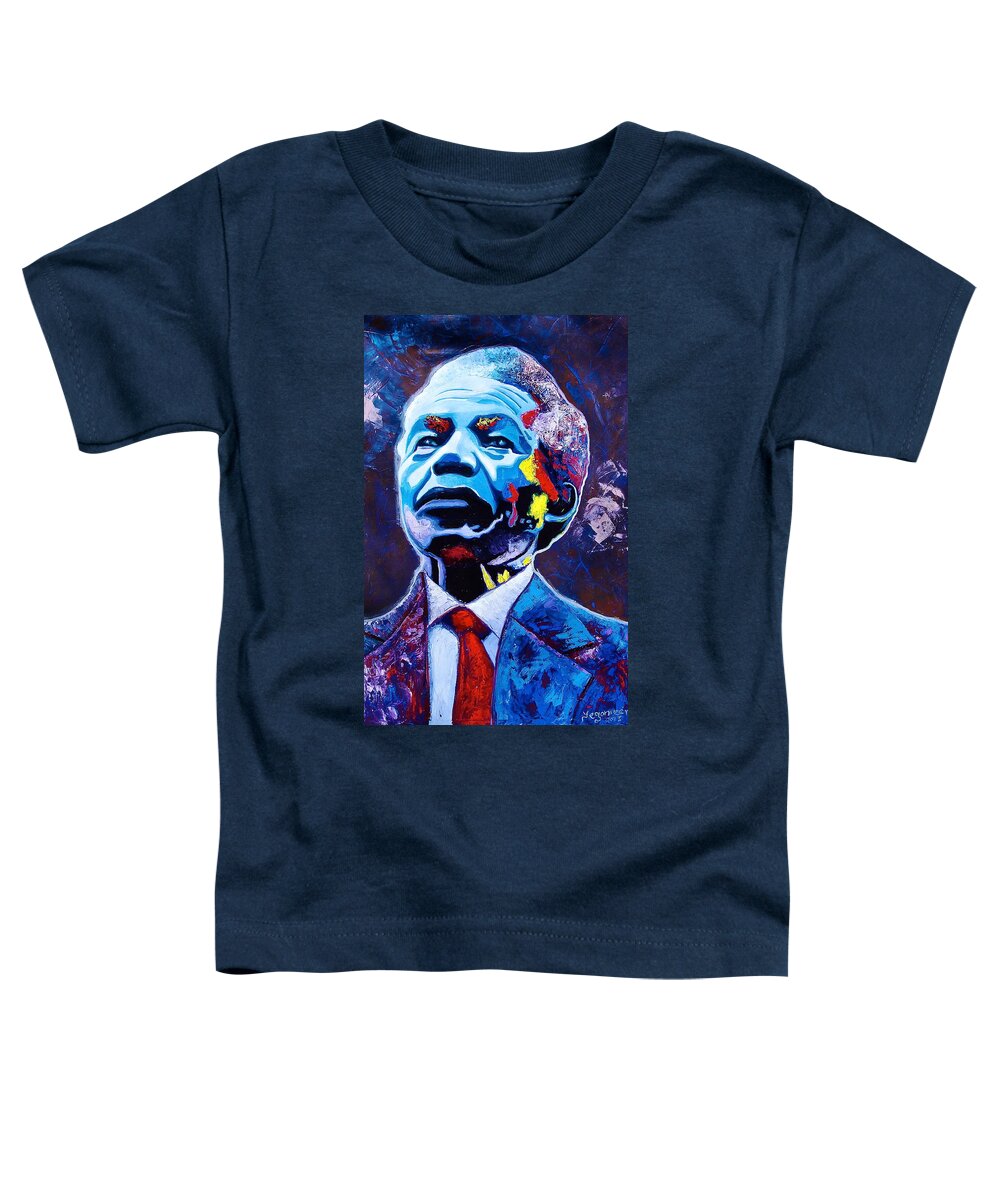 African Paintings Toddler T-Shirt featuring the painting Nelson Mandela by Evans Yegon