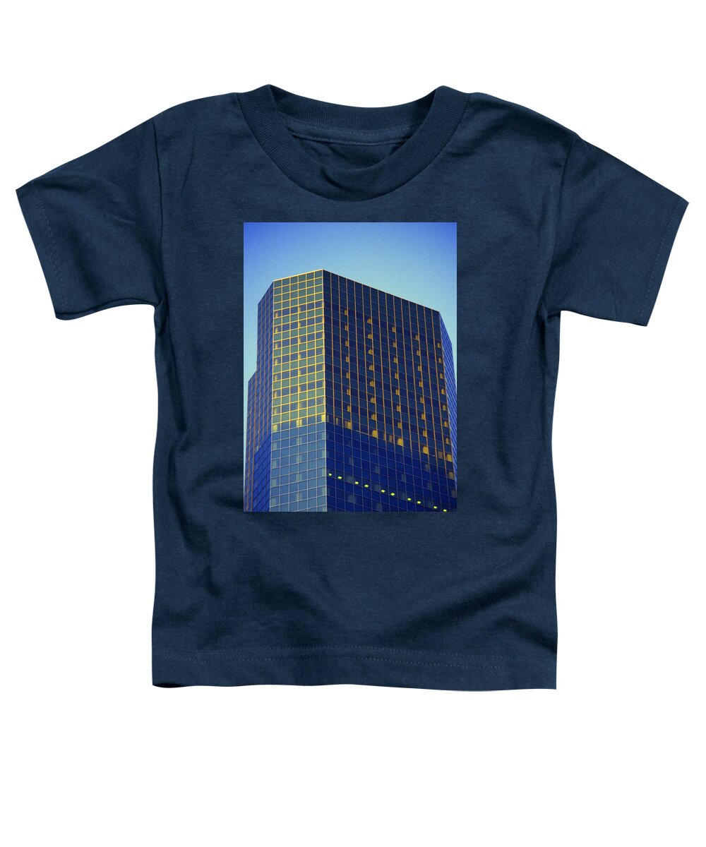 New York Toddler T-Shirt featuring the photograph 1984 New York City Skyscraper Reflections by Gordon James