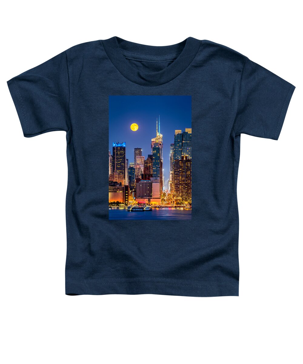 42nd Street Toddler T-Shirt featuring the photograph New York Supermoon by Mihai Andritoiu