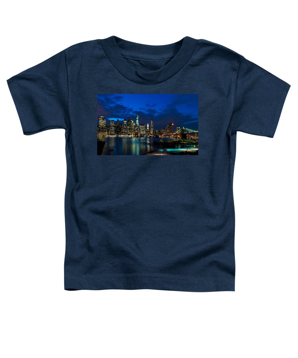 Amazing Brooklyn Bridge Photos Toddler T-Shirt featuring the photograph NY Skyline from Brooklyn Heights Promenade by Mitchell R Grosky