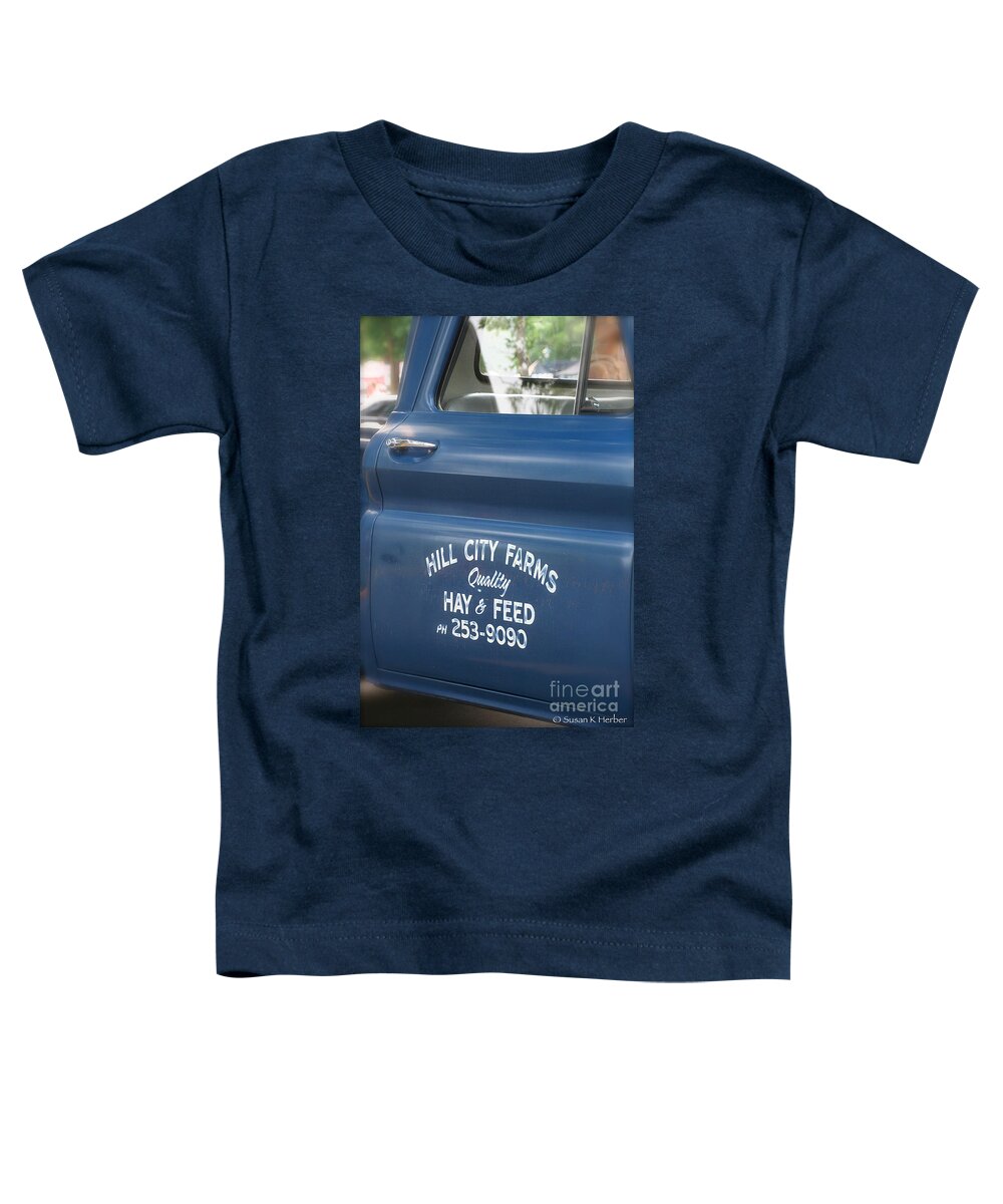 Automobile Toddler T-Shirt featuring the photograph Old Blue Truck by Susan Herber