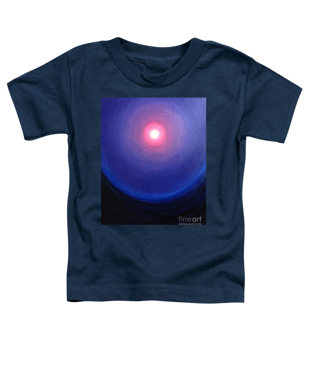 Moon Toddler T-Shirt featuring the painting Once Upon A Blue Moon by Baruska A Michalcikova
