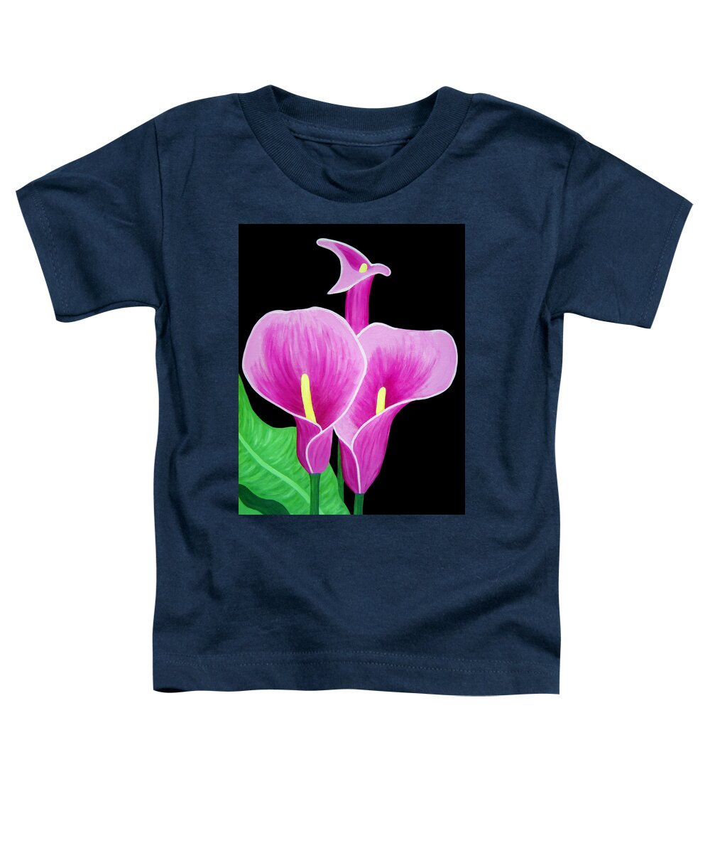 Pink Toddler T-Shirt featuring the painting Pink Calla Lillies 2 by Angelina Tamez