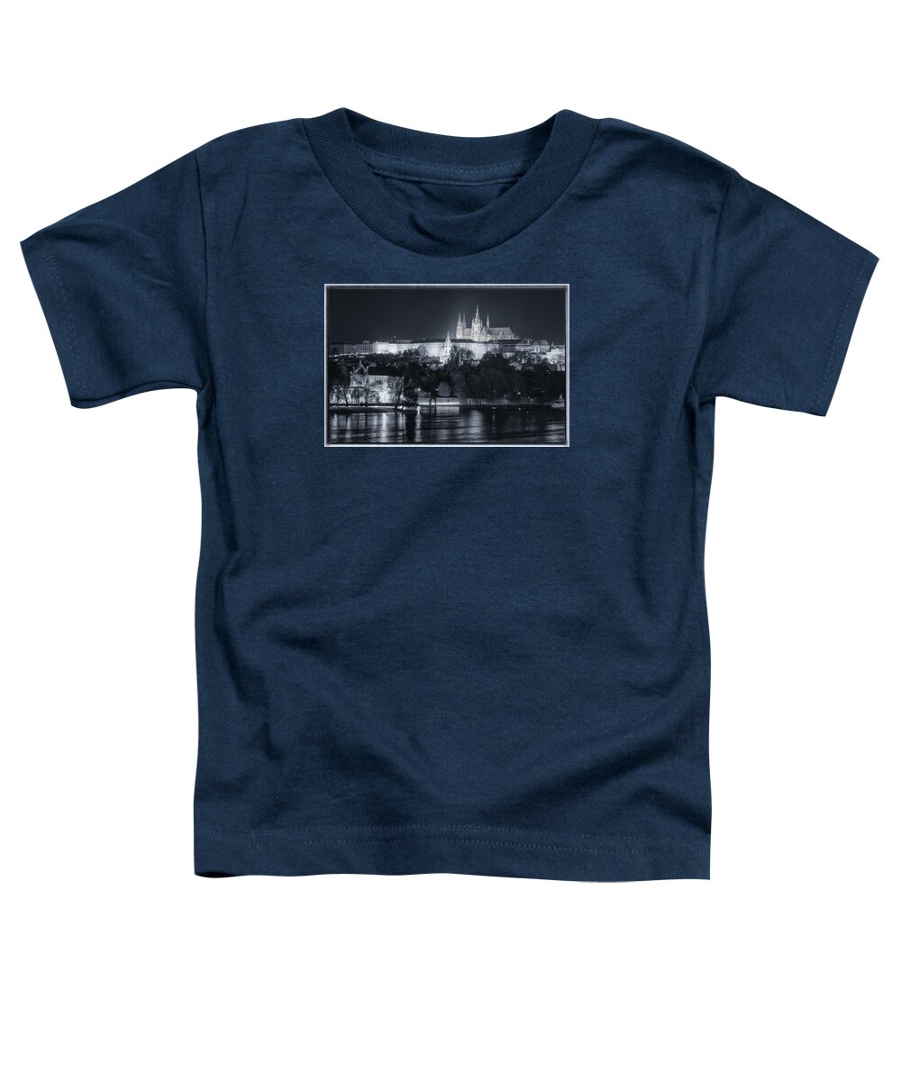 Prague Toddler T-Shirt featuring the photograph Prague Castle at Night by Joan Carroll