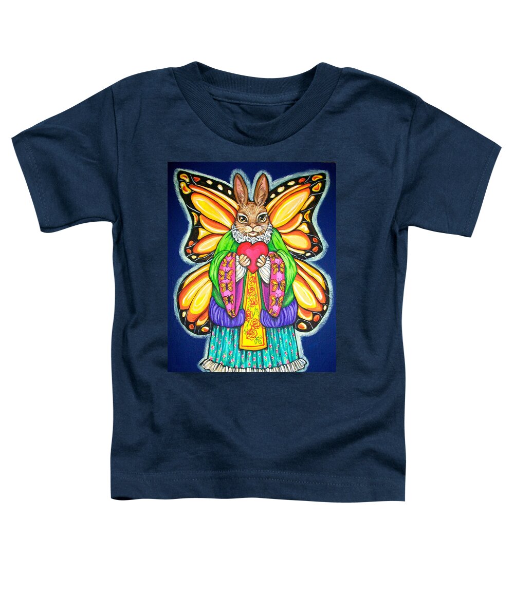 Rabbit Toddler T-Shirt featuring the painting Rabbit Angel by Sherry Dole