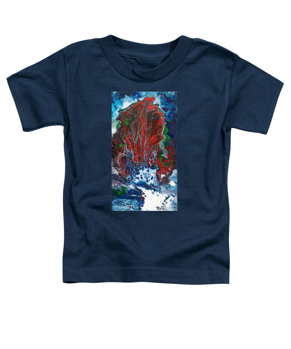 Ocean Toddler T-Shirt featuring the painting Red Fan Coral by Sally Trace