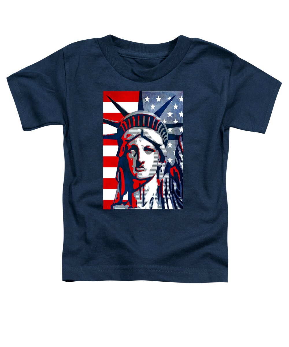 Reverse Toddler T-Shirt featuring the mixed media Reversing Liberty 1 by Angelina Tamez