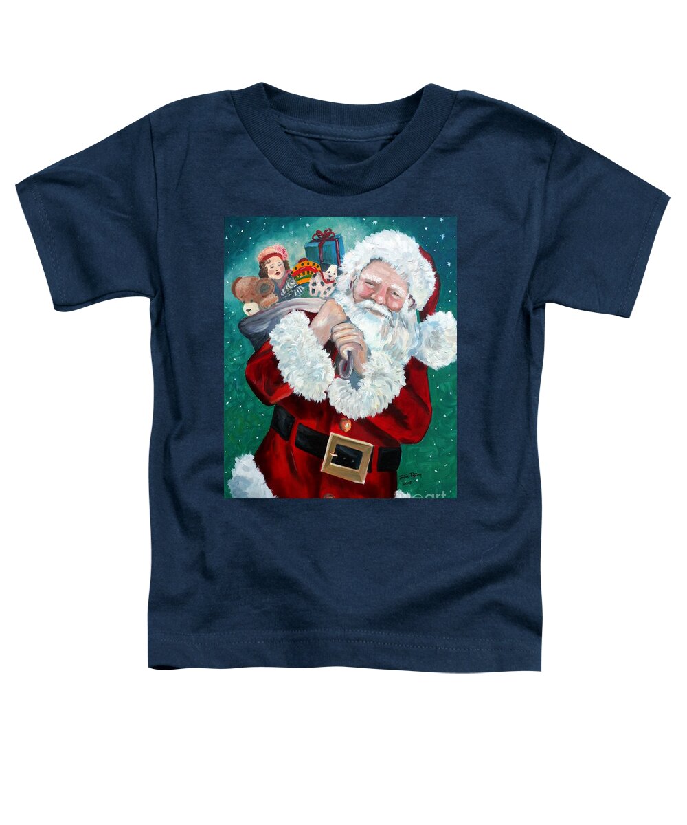 Santa Toddler T-Shirt featuring the painting Santa's Coming to Town by Julie Brugh Riffey