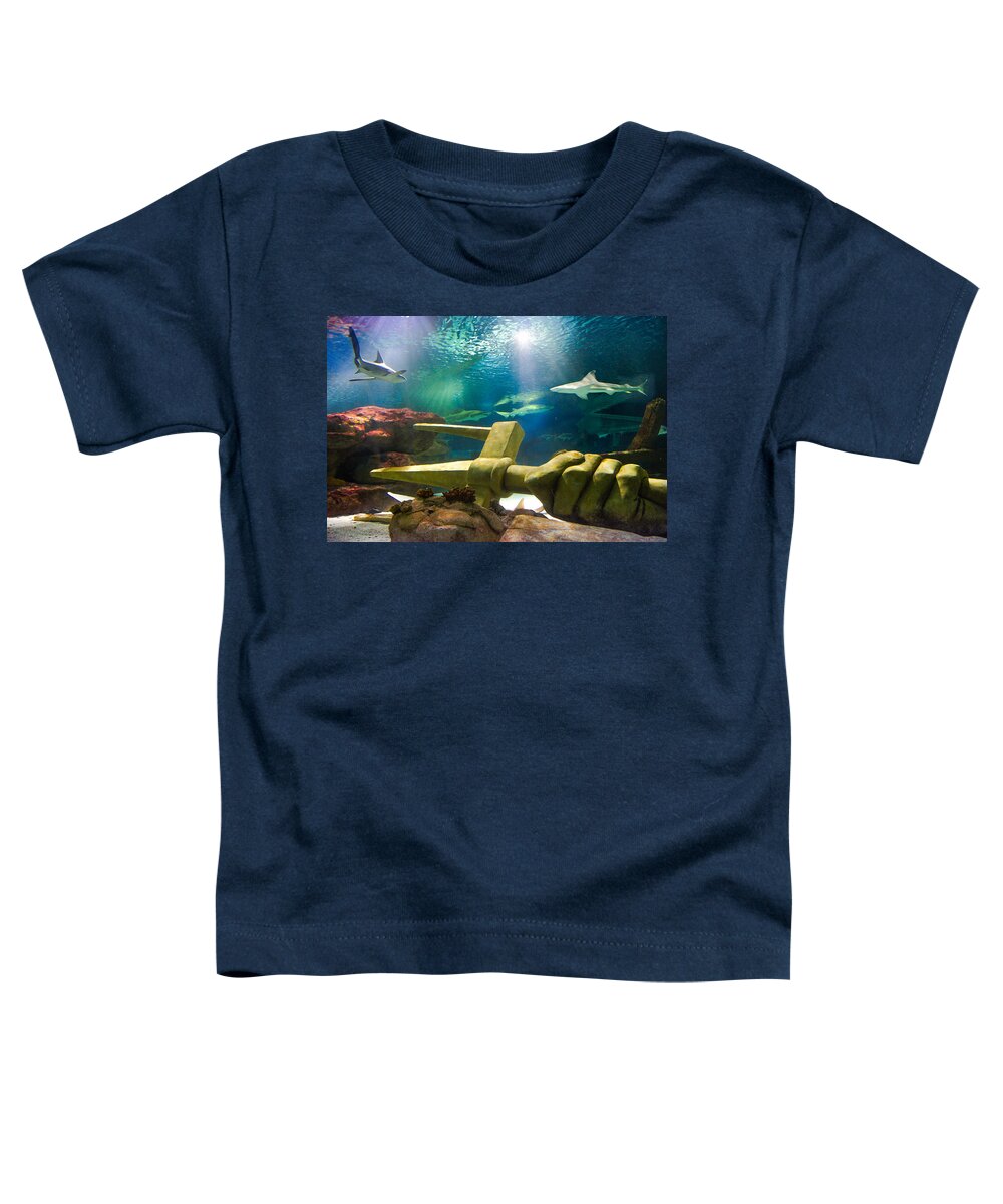 Sea Life Minnesota Aquarium Toddler T-Shirt featuring the photograph Shark Tank Trident by Bill Pevlor
