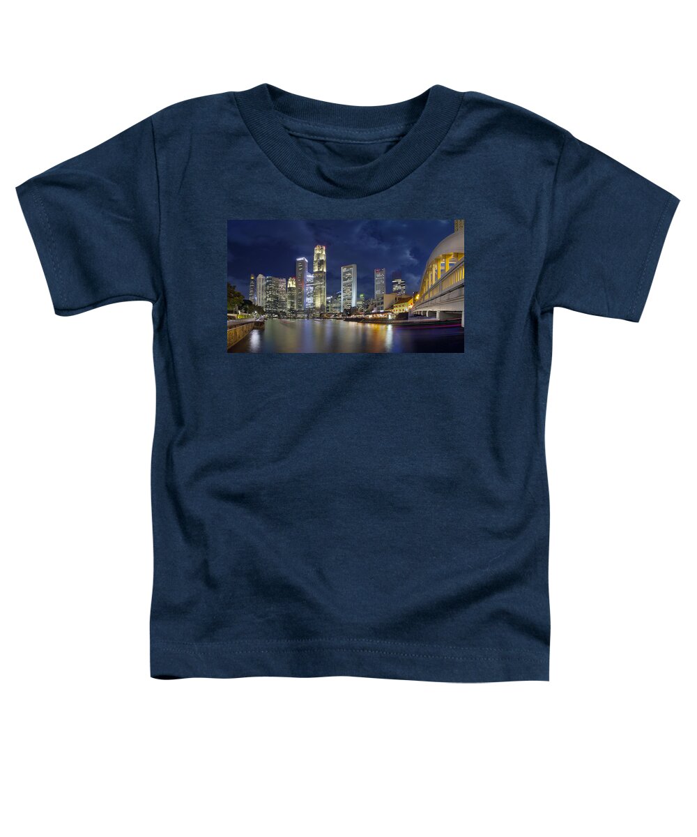 Singapore Toddler T-Shirt featuring the photograph Singapore Skyline from Boat Quay by Jit Lim