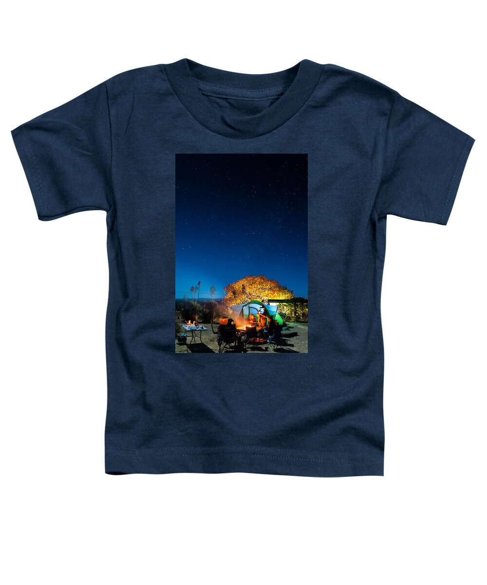 Big Bend Toddler T-Shirt featuring the photograph Starry Camp Fire by Sean Wray