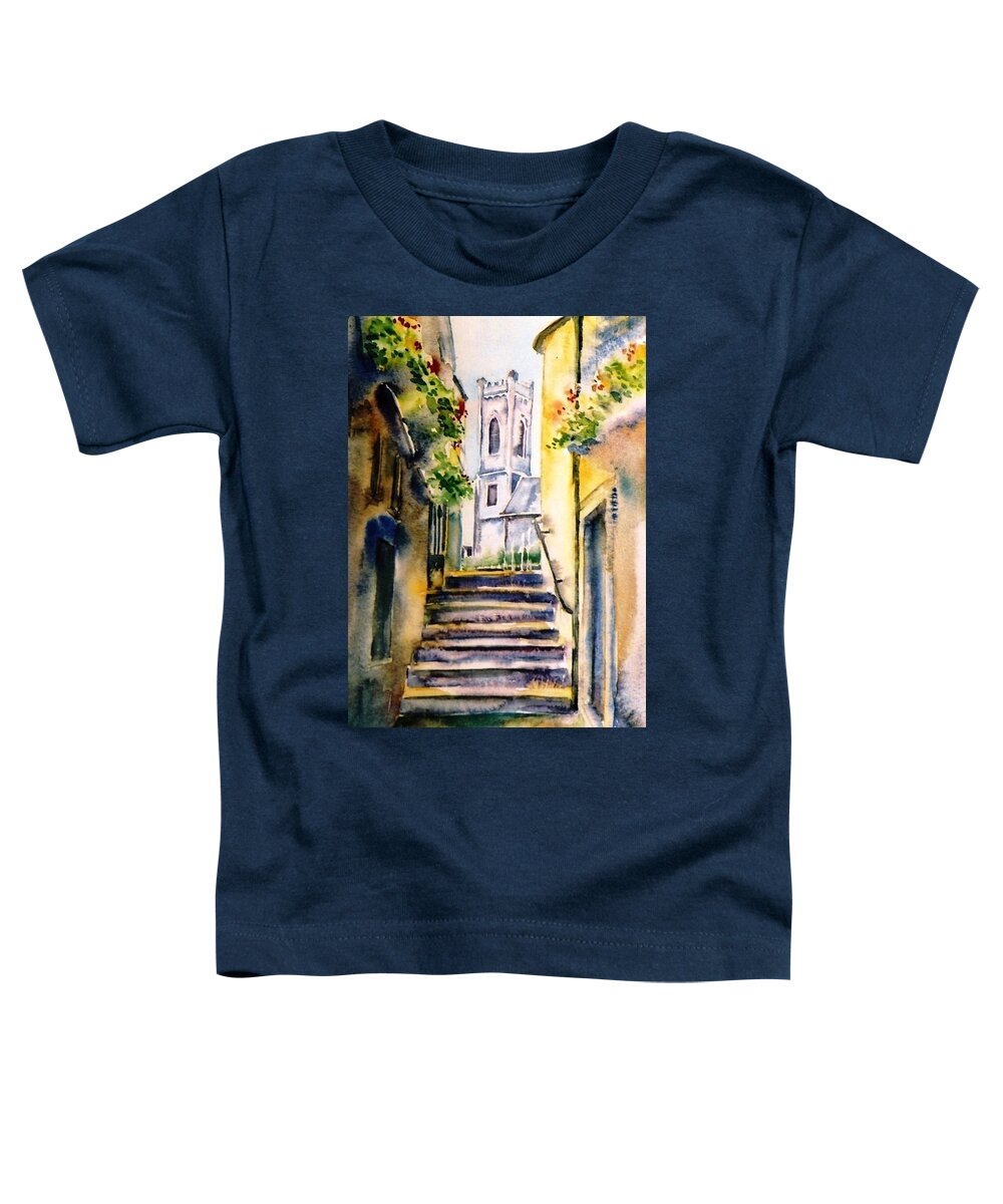 Saint Marys Church Toddler T-Shirt featuring the painting Steps to Saint Marys Church Kilkenny by Trudi Doyle