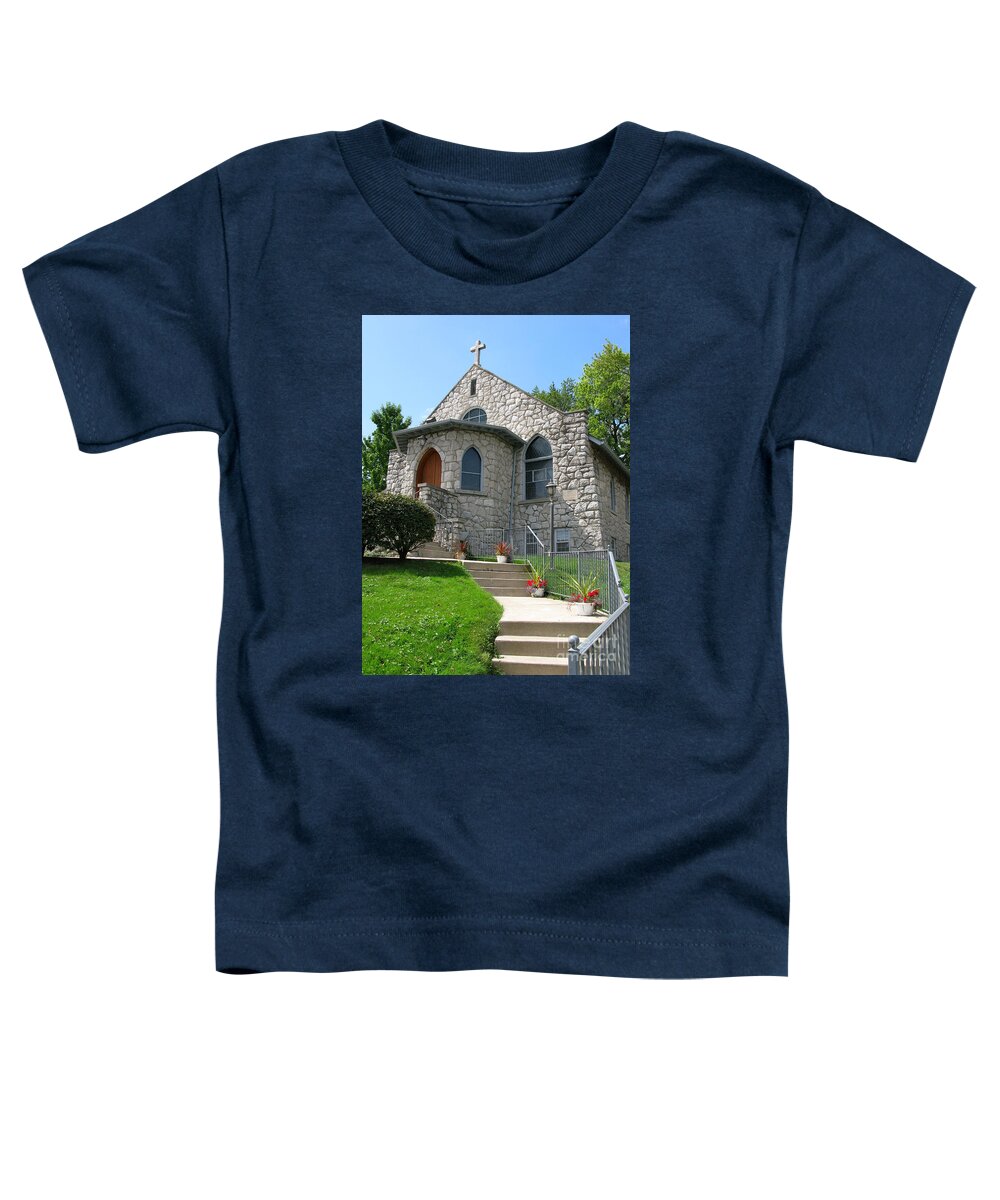 Cross Toddler T-Shirt featuring the photograph Stone Church by Ann Horn