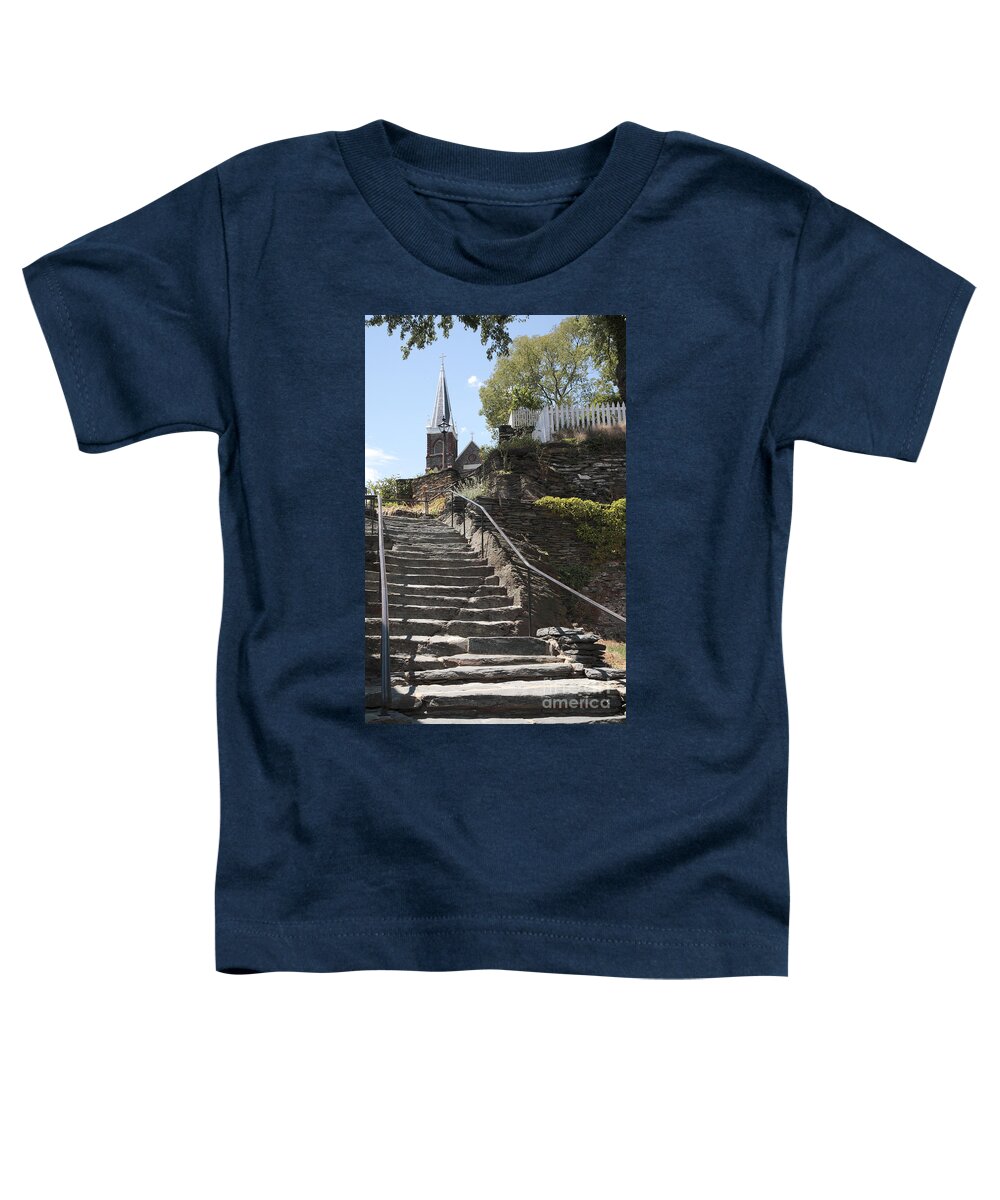 Civil War Toddler T-Shirt featuring the photograph Stone steps and Saint Peters Church at Harpers Ferry by William Kuta