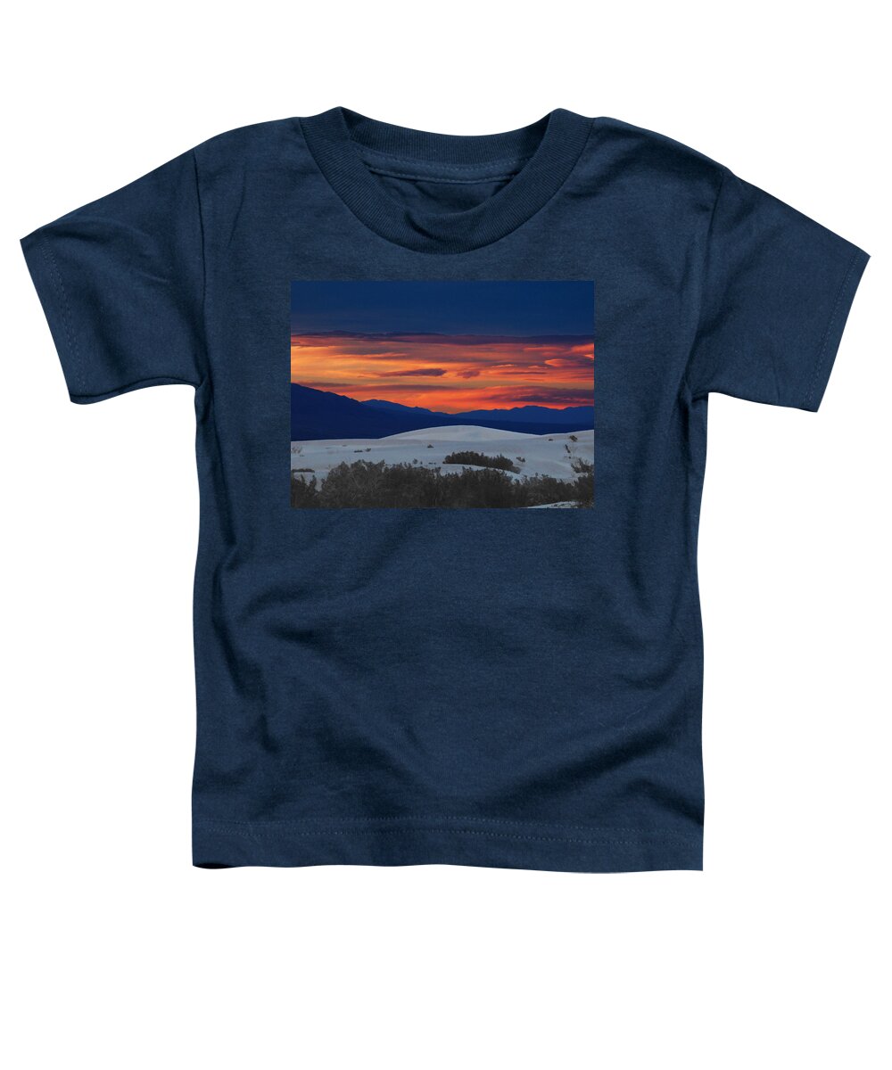 Sand Toddler T-Shirt featuring the photograph Sunset at sand Dunes by Marcia Socolik