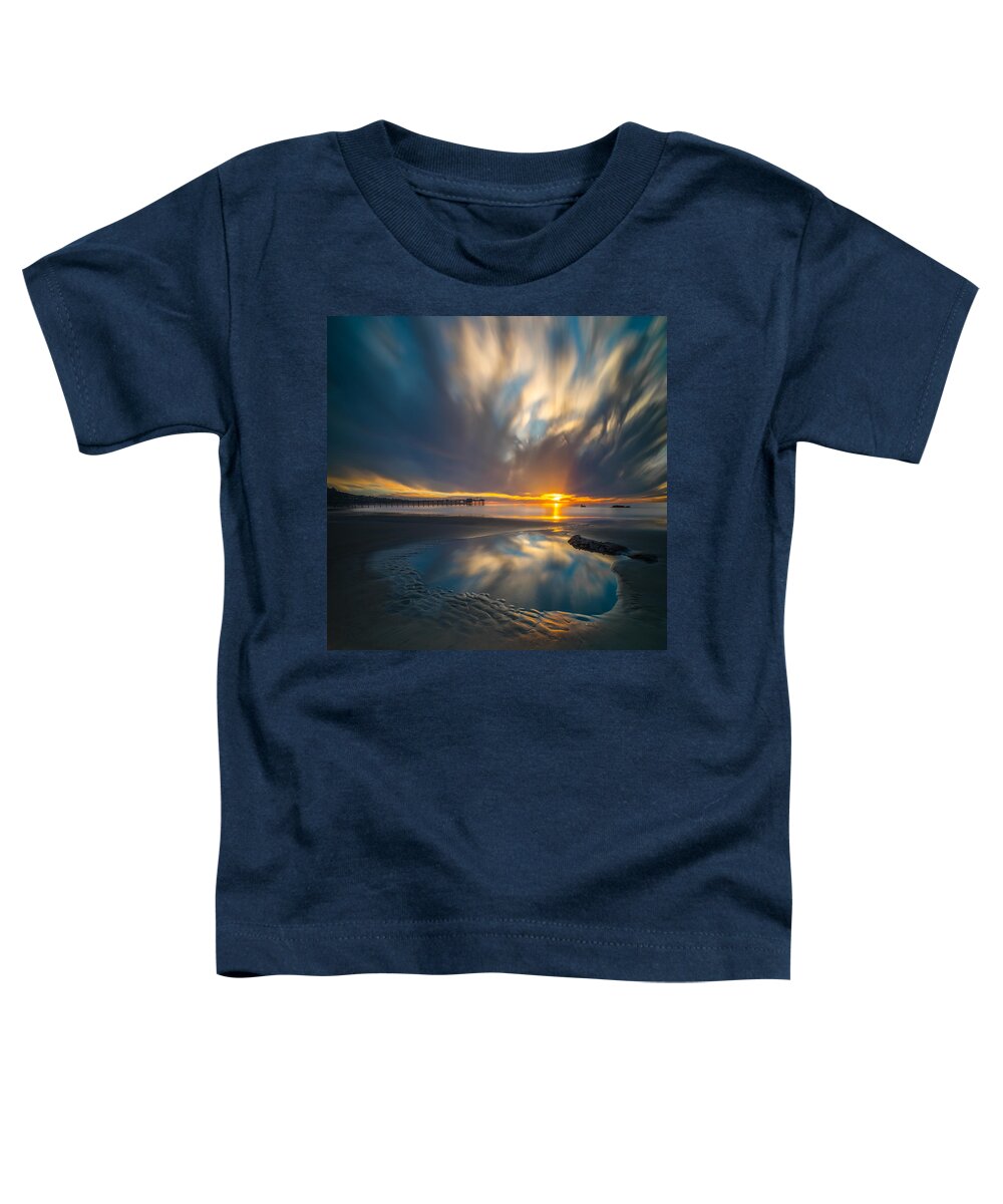 California; Sunset; Clouds; Seascape; La Jolla; Surf; Ocean; San Diego; Waves Toddler T-Shirt featuring the photograph Sunset Reflections in San Diego square version by Larry Marshall