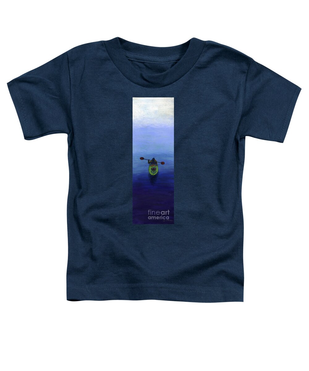 Kayak Toddler T-Shirt featuring the painting The Kayaker by Ginny Neece