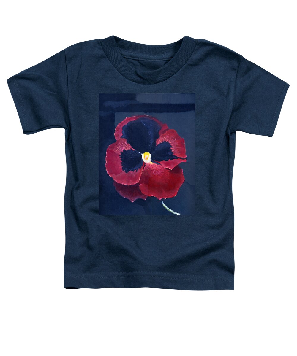 Crimson Toddler T-Shirt featuring the painting The Pansy by Katherine Miller