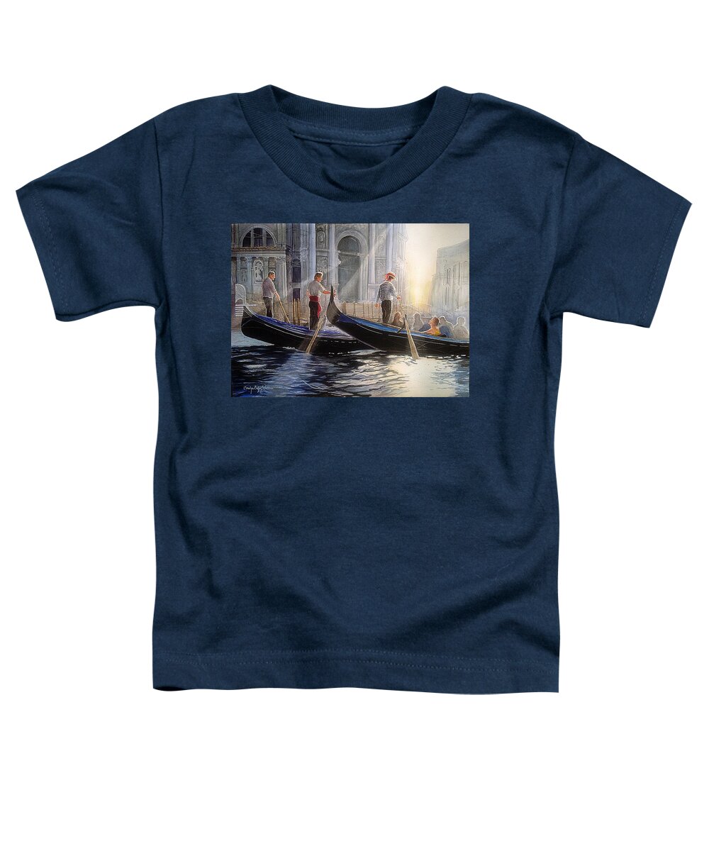 Art Toddler T-Shirt featuring the painting Three Gondoliers by Carolyn Coffey Wallace