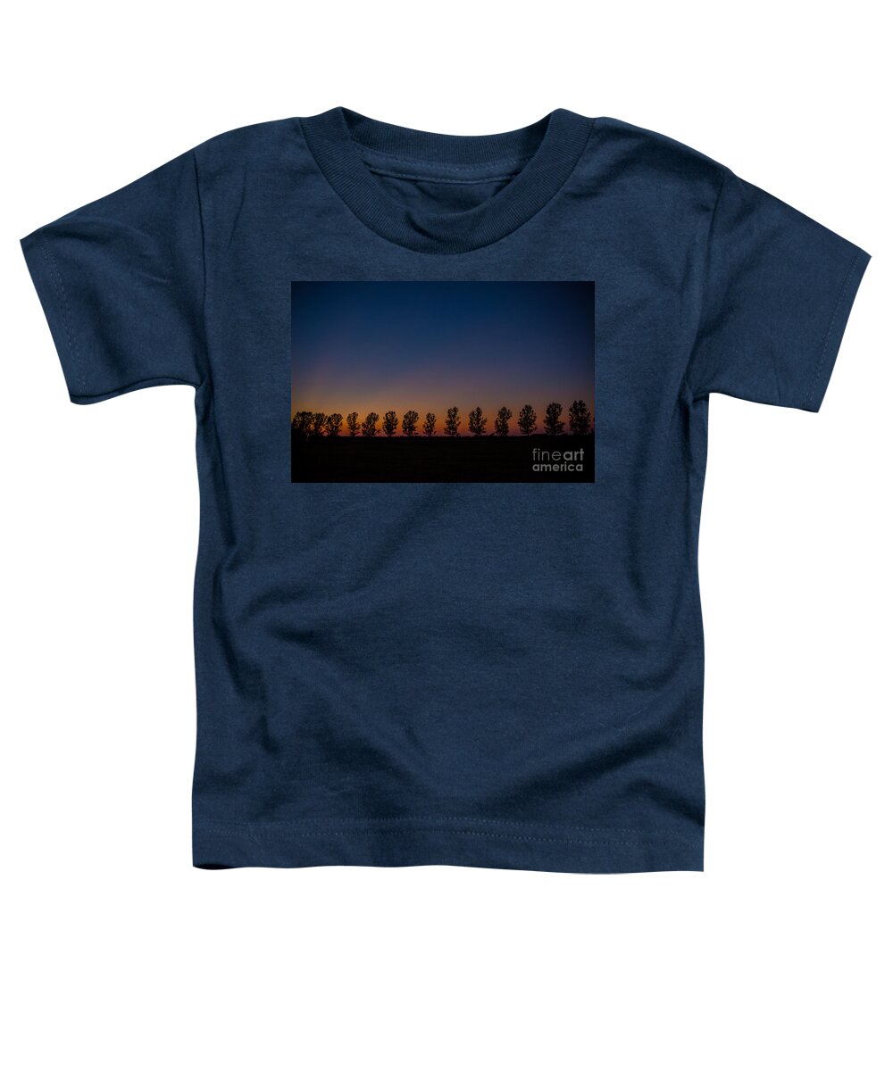 Pink Toddler T-Shirt featuring the photograph Trees in a Row Sunset by Cheryl Baxter