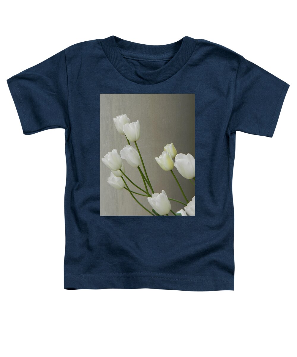 Tulip Toddler T-Shirt featuring the photograph Tulips Against Pillar by Jean Goodwin Brooks
