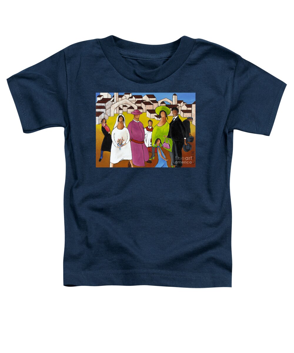 Wedding In Plaza Toddler T-Shirt featuring the painting Waiting For The Groom by William Cain