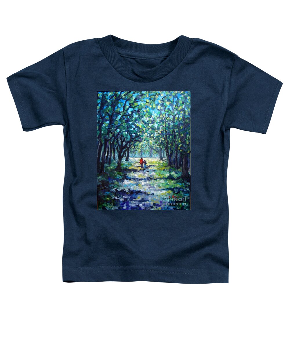Painting Toddler T-Shirt featuring the painting Walking in the Park by Cristina Stefan