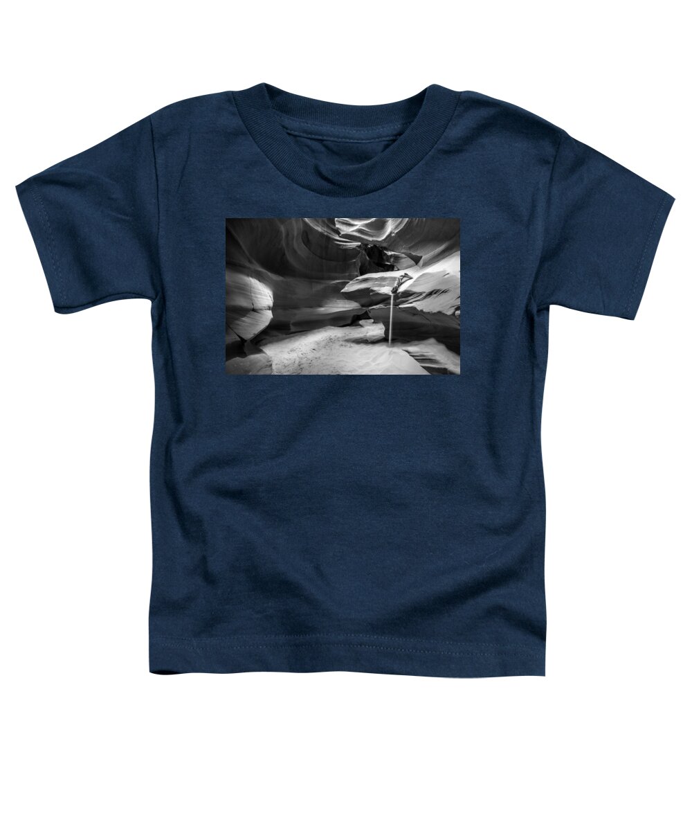 Antelope Canyon Toddler T-Shirt featuring the photograph Weeping Sands in Black and White by Pierre Leclerc Photography