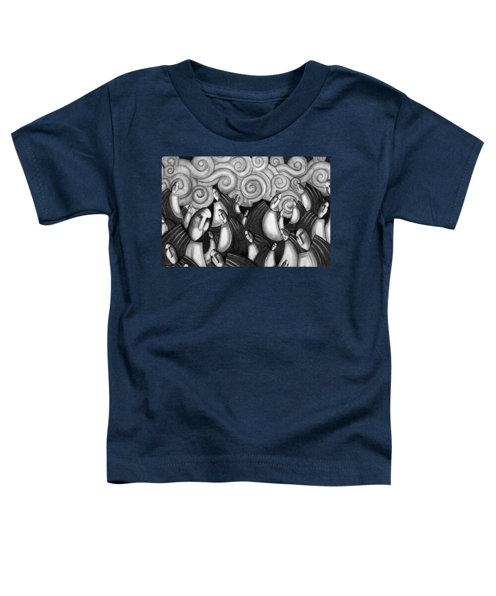 Art Toddler T-Shirt featuring the drawing Waves by Myron Belfast
