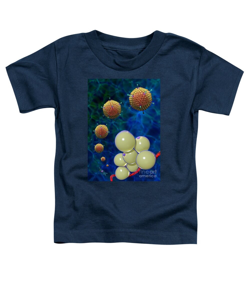 36 Toddler T-Shirt featuring the digital art Adenovirus 36 and Fat Cells by Russell Kightley