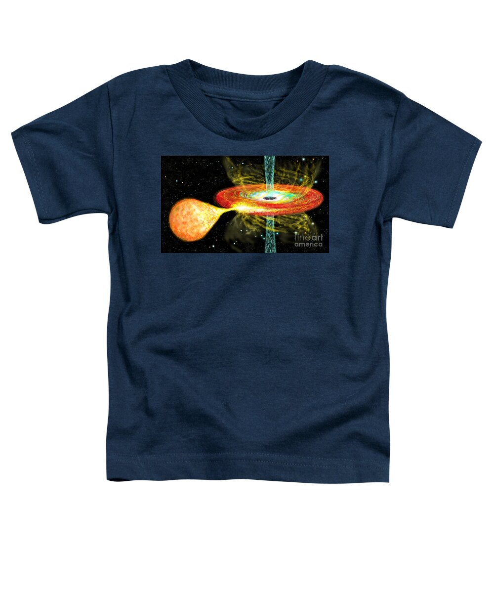 Accretion Toddler T-Shirt featuring the digital art Black Hole with orbiting star and accretion disk by Russell Kightley
