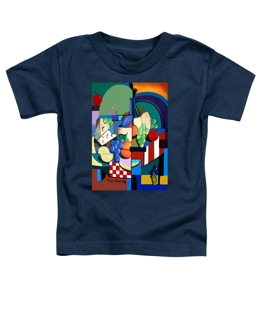 Bottle Of Wine Fruit Of The Vine Framed Prints Toddler T-Shirt featuring the painting Bottle Of Wine Fruit Of The Vine by Anthony Falbo