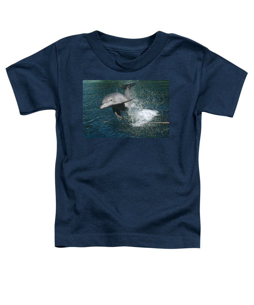 00089386 Toddler T-Shirt featuring the photograph Bottlenose Dolphin Jumping Hawaii by Flip Nicklin