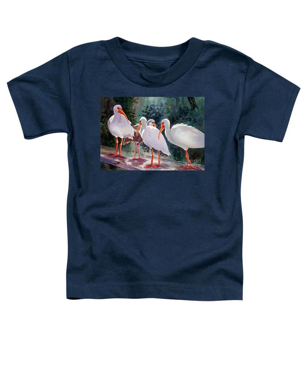 Ibis Toddler T-Shirt featuring the painting Ibis - Youngster Among Us. by Roxanne Tobaison