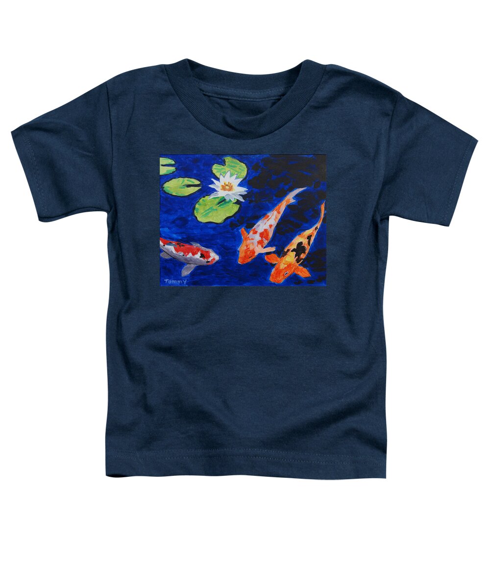 Koi Toddler T-Shirt featuring the painting Just Being Koi by Tommy Midyette
