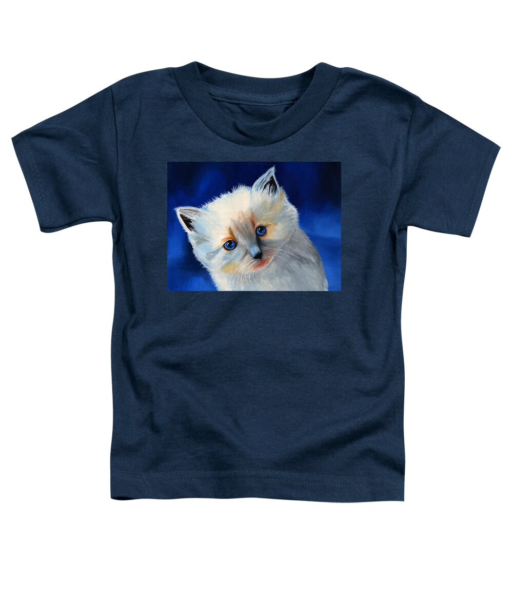 Kitten Toddler T-Shirt featuring the painting Kitten in Blue by Vic Ritchey
