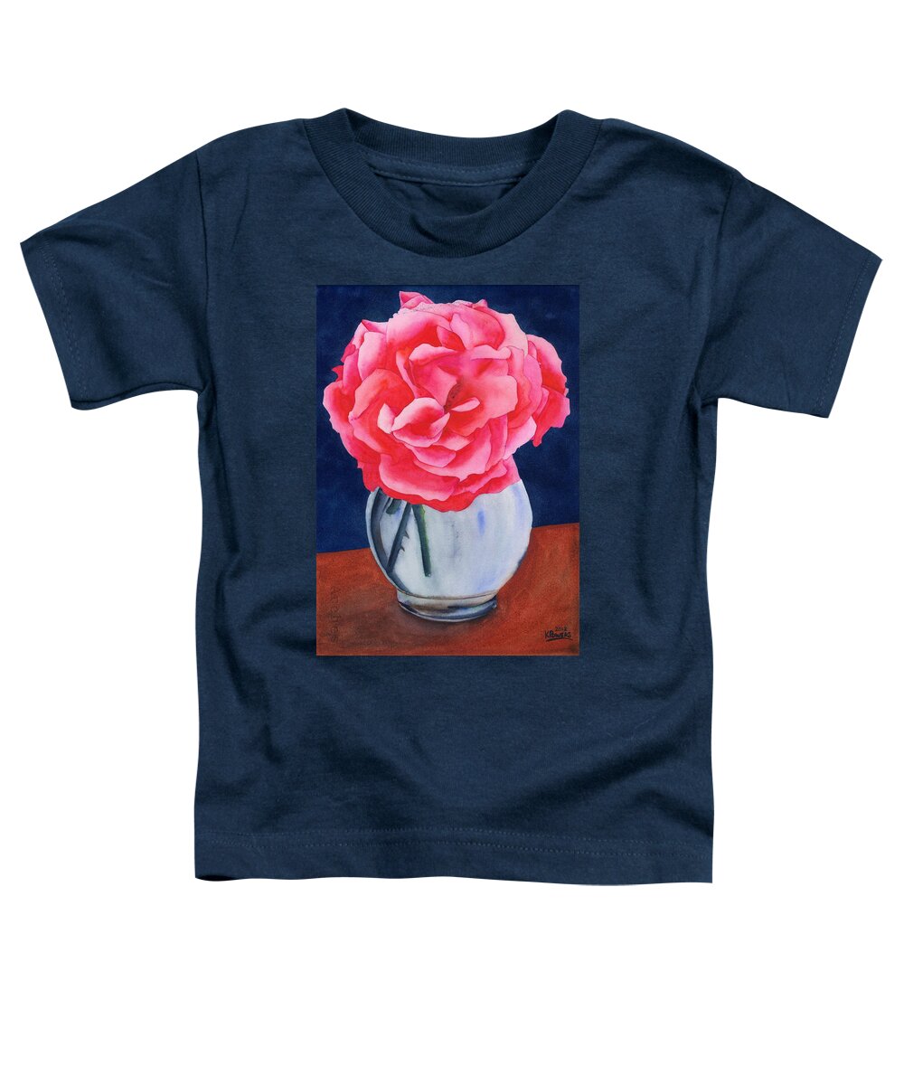 Watercolor Toddler T-Shirt featuring the painting Opera Rose by Ken Powers