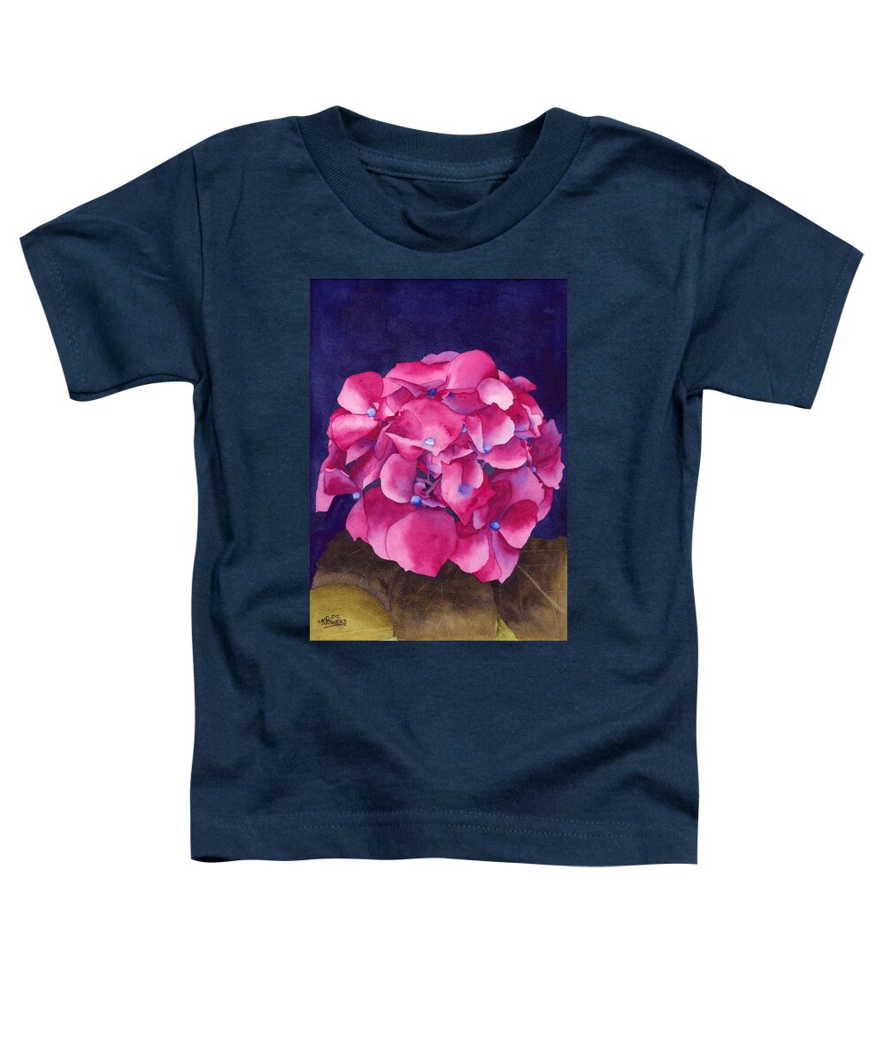 Watercolor Toddler T-Shirt featuring the painting Summer Hydrangea by Ken Powers