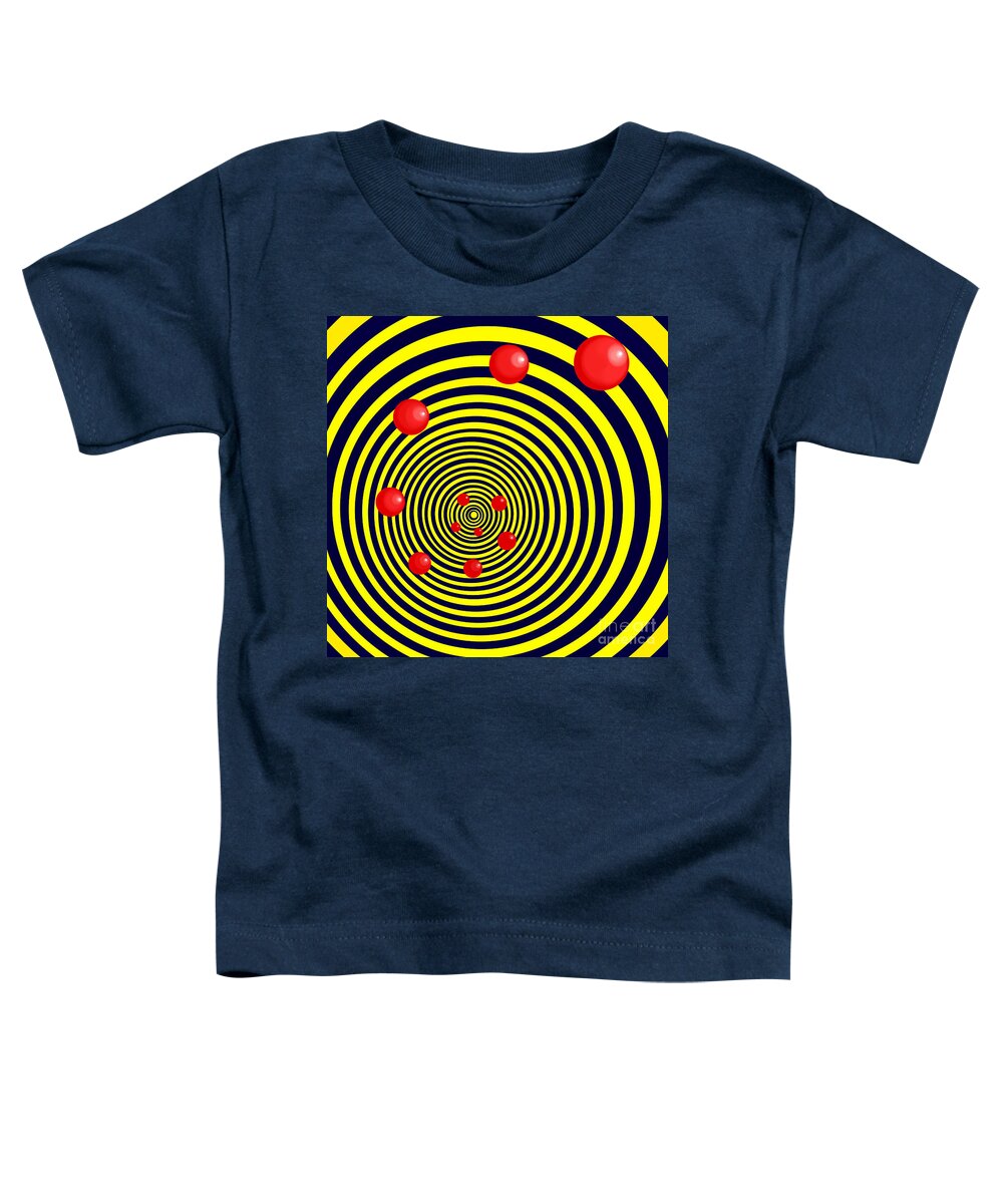 Spiral Toddler T-Shirt featuring the digital art Summer Red Balls with Yellow Spiral by Christopher Shellhammer