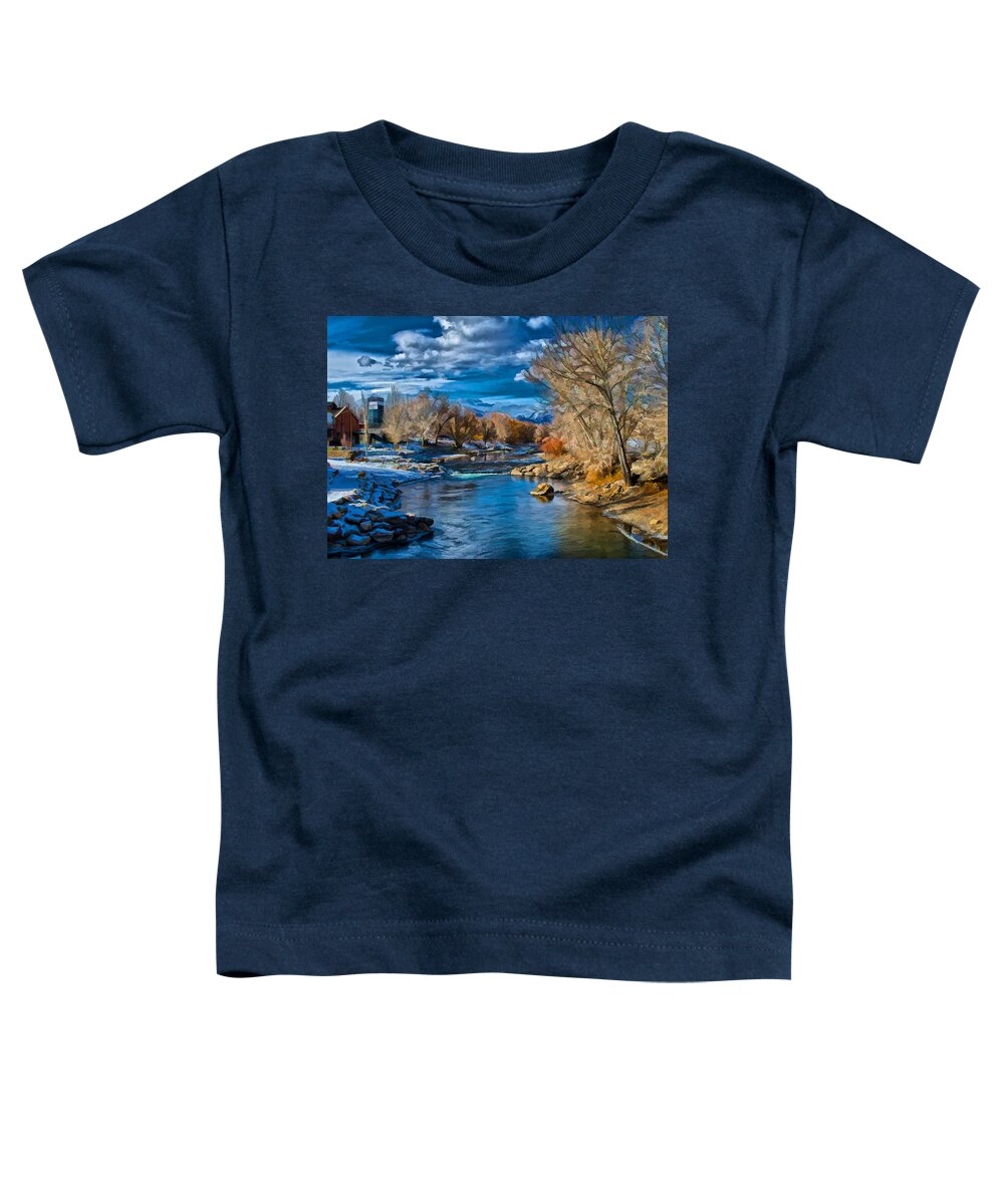 Santa Toddler T-Shirt featuring the digital art Winter in Salida by Charles Muhle