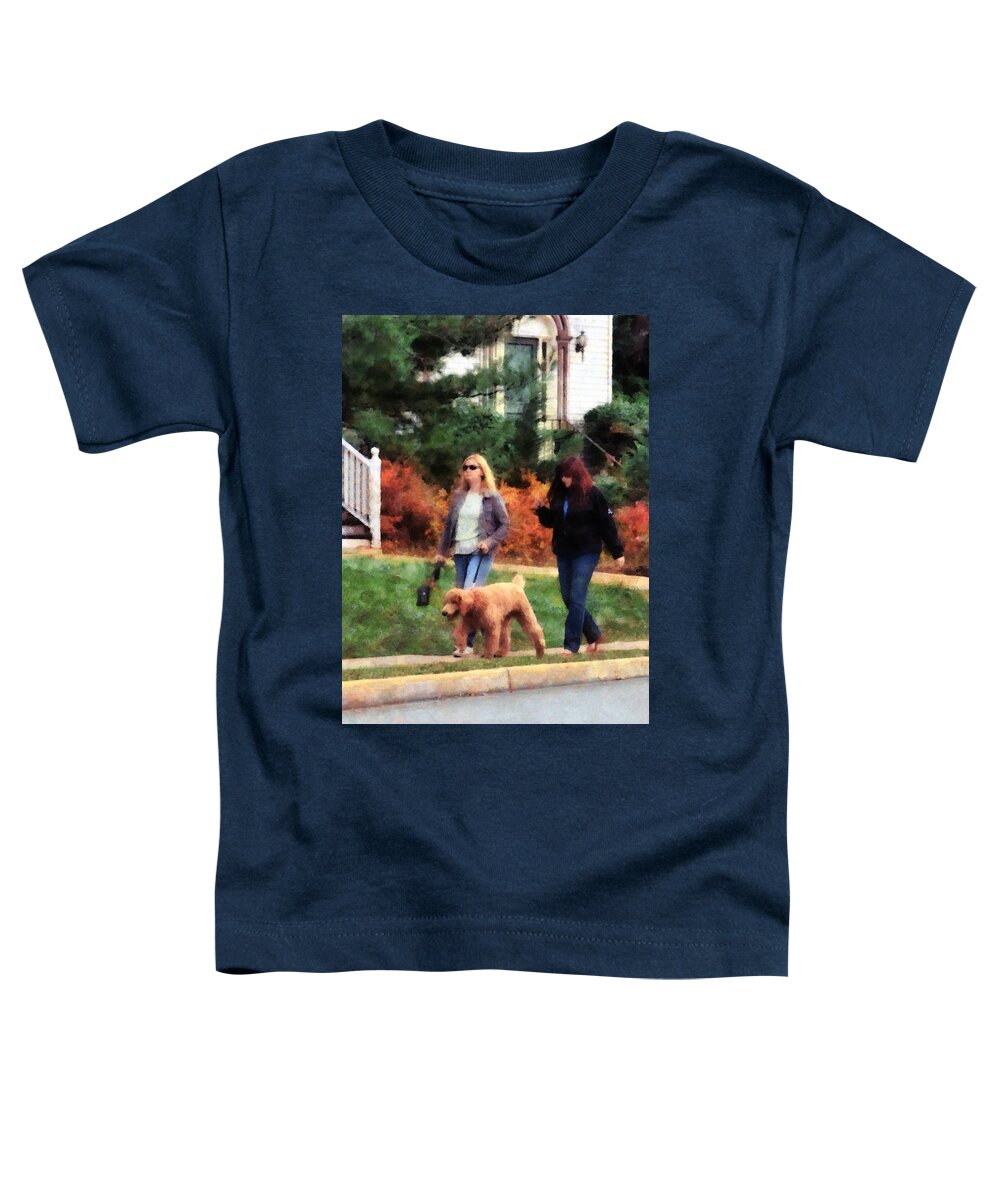 Dog Toddler T-Shirt featuring the photograph Women Walking a Dog by Susan Savad