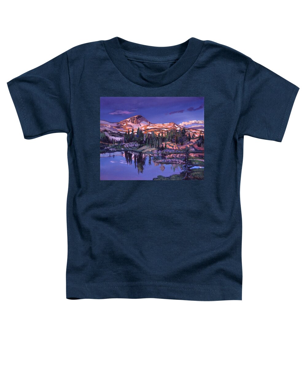 Mountains Toddler T-Shirt featuring the painting Lake In Shades Of Purple by David Lloyd Glover