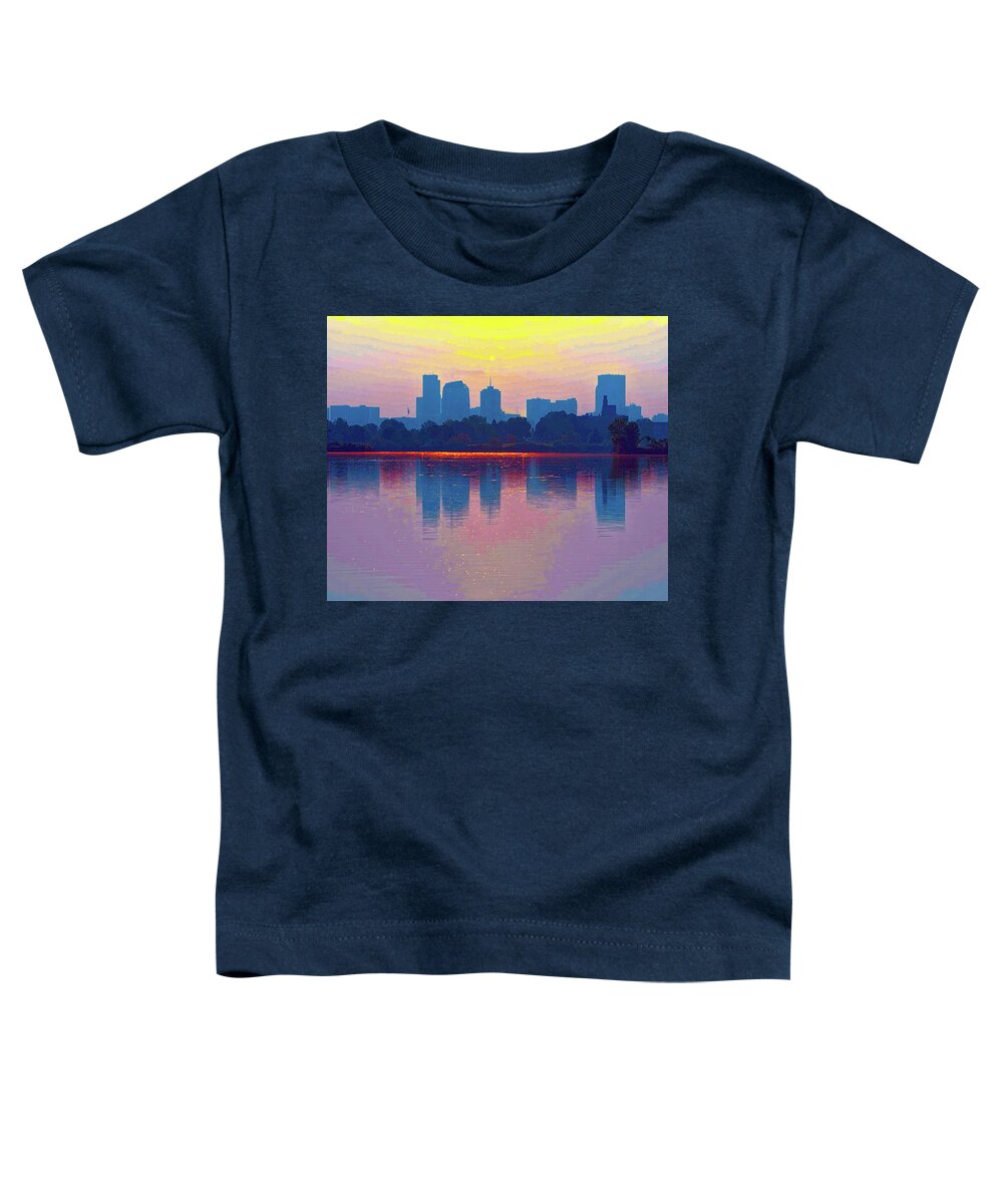Pond Toddler T-Shirt featuring the digital art Come Sit With Me At Sloan Lake by OLena Art by Lena Owens - Vibrant DESIGN