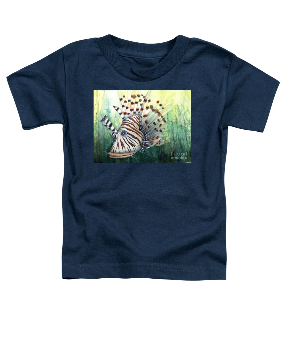 Lionfish Toddler T-Shirt featuring the painting Lionfish by Midge Pippel