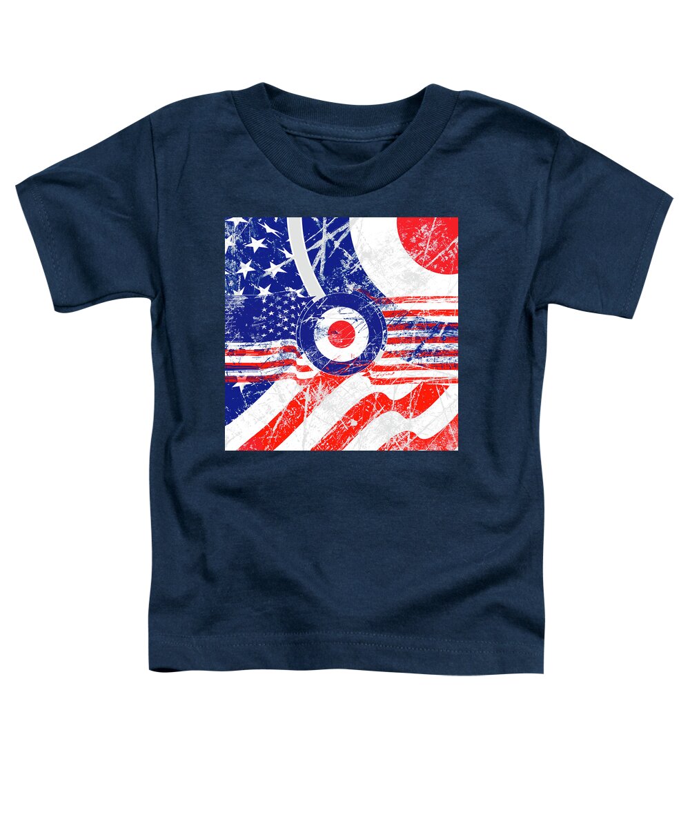  Toddler T-Shirt featuring the digital art Mod Roundel American Flag in Grunge Distressed Style #2 by Garaga Designs
