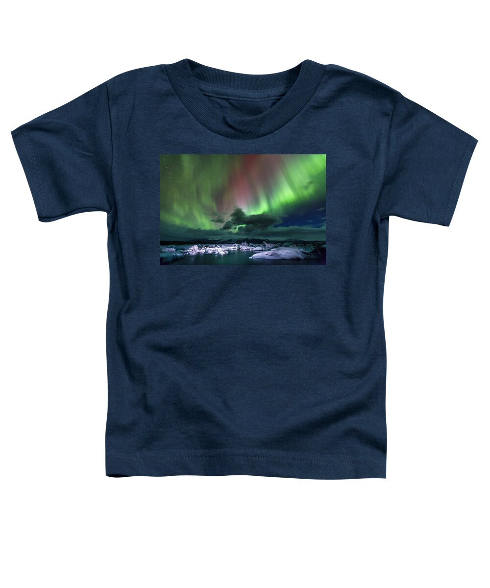 Europe Toddler T-Shirt featuring the photograph Iceland night show by Alexey Stiop
