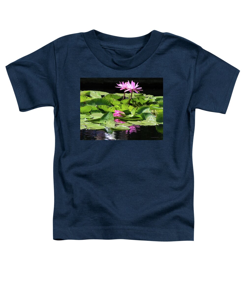 Water Lilies Toddler T-Shirt featuring the photograph Reflections of Beauty #1 by John Lautermilch